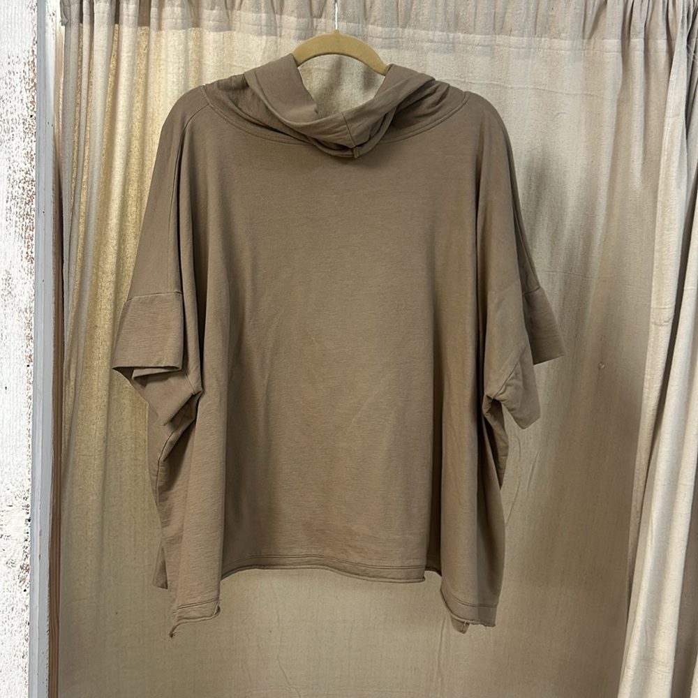 Tery Cloth Cowl Neck Top In Light Brown - Planet By Lauren G View 2